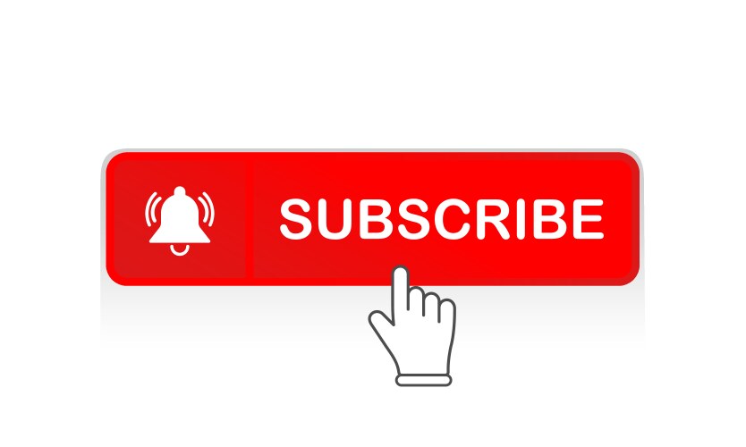 red subscribe button with mouse pointer vector image