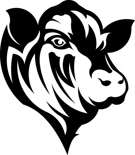 Cow head portrait silhouette Vector Image