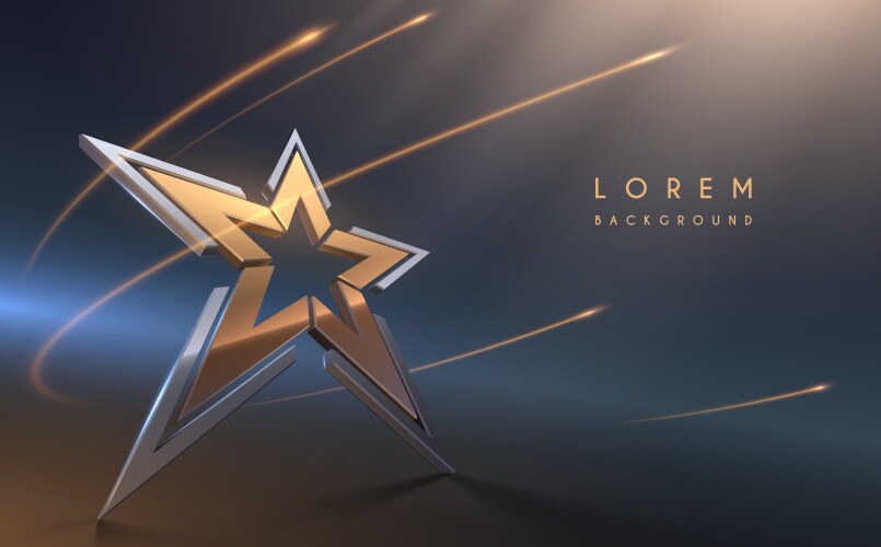 gold and silver star with light effects vector