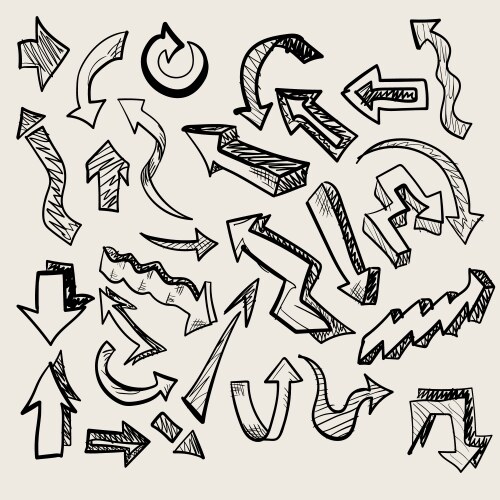 Different arrows hand drawn set Royalty Free Vector Image