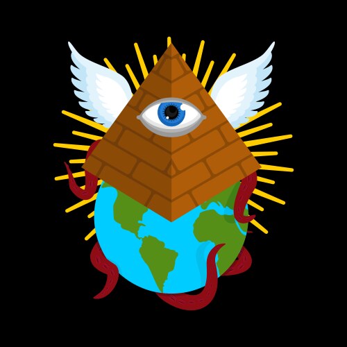 Illuminati conspiracy theory pyramid with an eye Vector Image