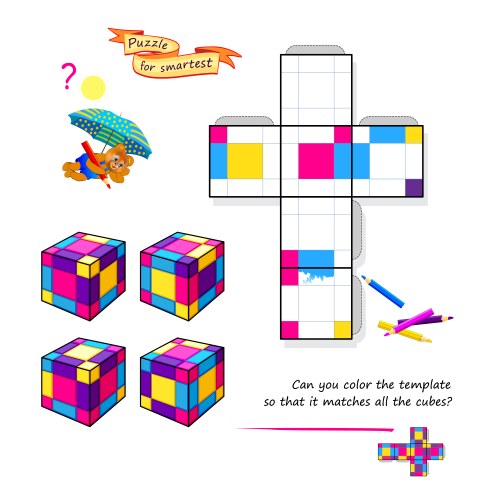 3D Logic Puzzle - Color Matching vector image