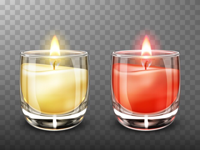 candle in glass jar realistic vector image