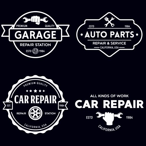 Vintage Car Repair Emblems & Labels Vector Image