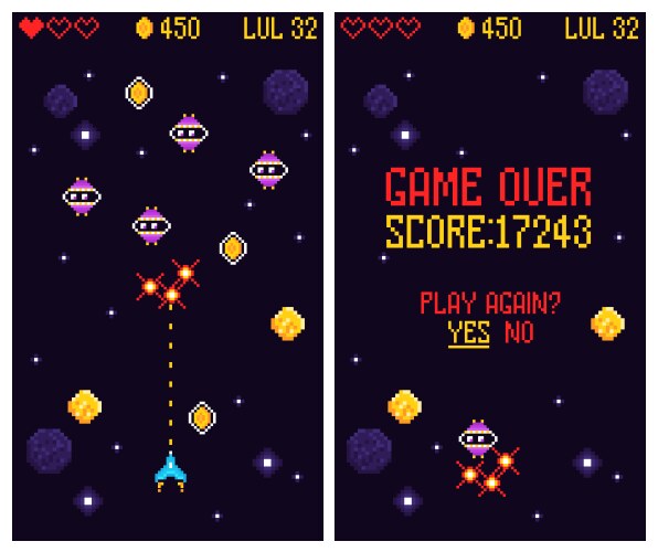 Space arcade game level retro invaders pixel art Vector Image