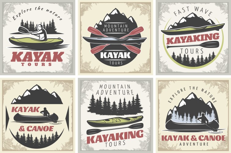Kayaking Adventure Posters Vector Image