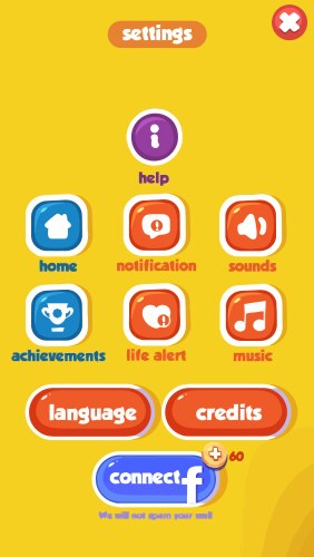 Complete set of level button game ui pop-up icon vector image
