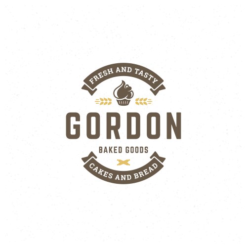 Retro Bakery Badge - Cupcake Vector Image