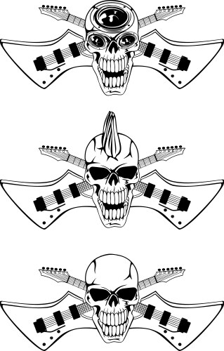 Skull with Crossed Guitars Vector Image