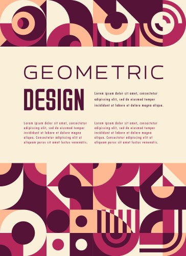 Beige maroon purple abstract geometric poster vector image