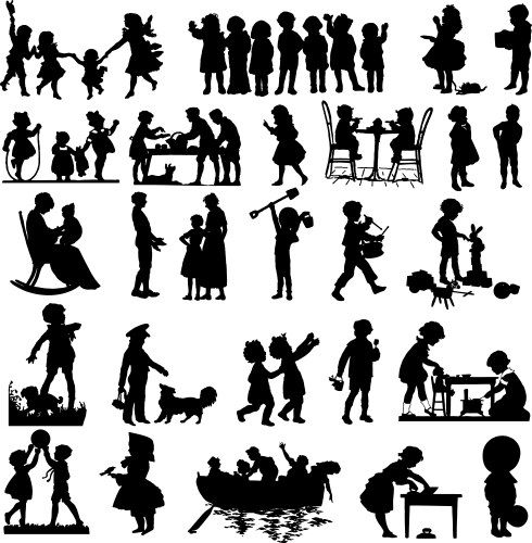 Children Silhouettes – Playtime Activities Vector Image