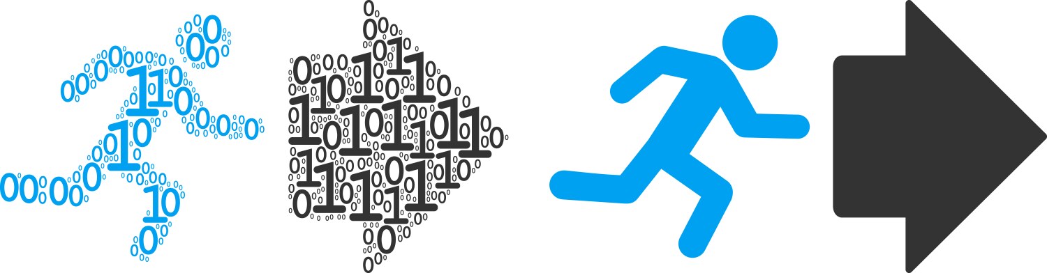 Exit direction mosaic of binary digits vector image