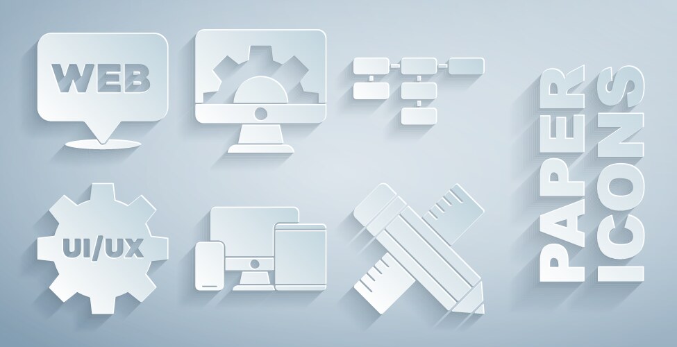 Set monitor mobile tablet site map ui ux design vector image