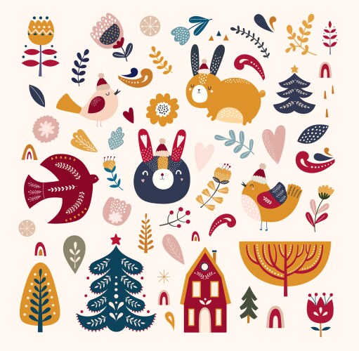 Scandinavian Christmas Collection Vector Image
