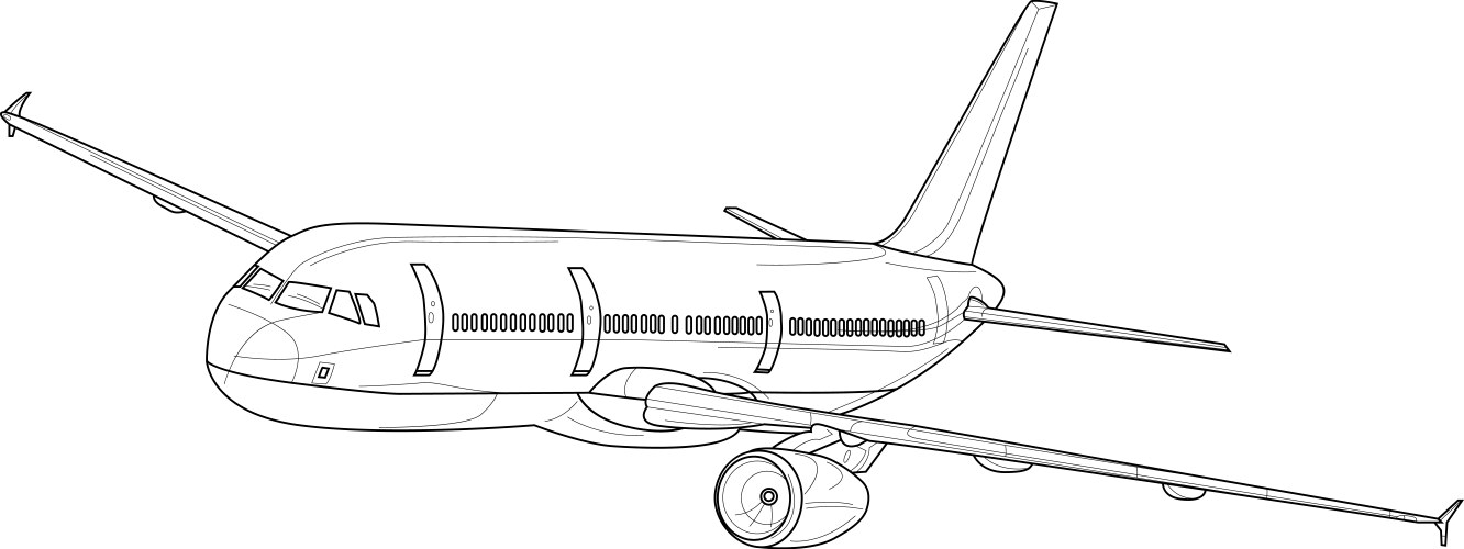 Realistic Airplane Sketch Template Vector Image