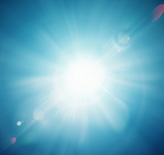 Blue sky with glaring sun Royalty Free Vector Image