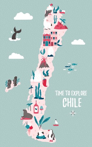 Chile Map with Landmarks Vector Image