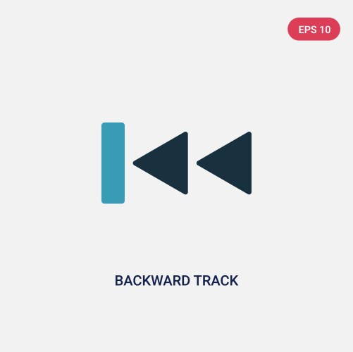 Two color backward track icon from user interface vector image
