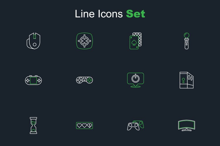 Set line computer monitor game controller vector image