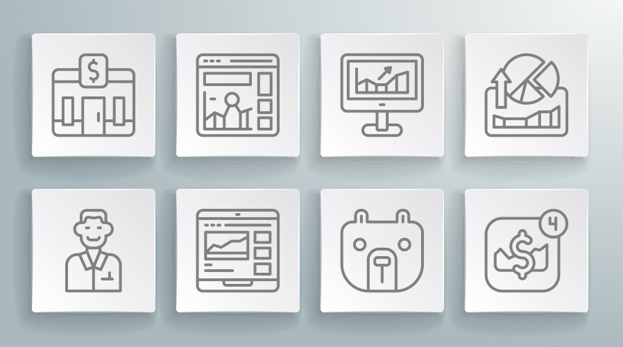 Set line trader website with growth graph vector image