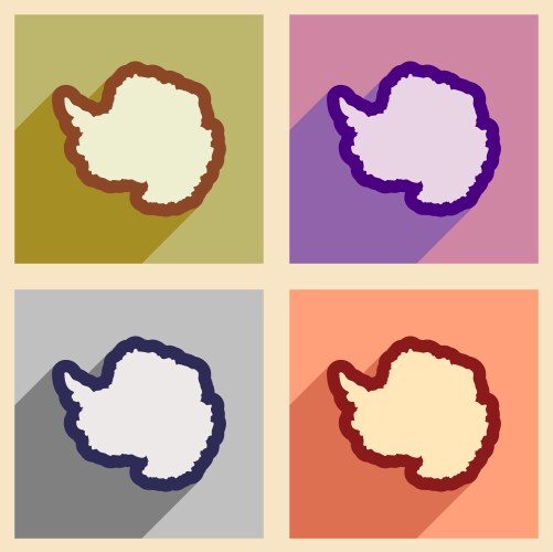 Set of flat web icons with long shadow map arctic vector image