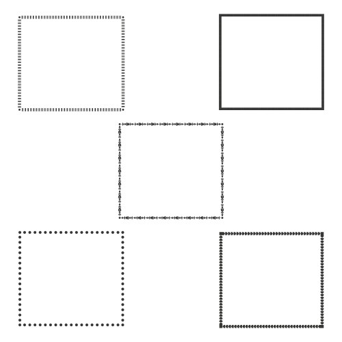 Square shape borders dotted and lined patterns vector image