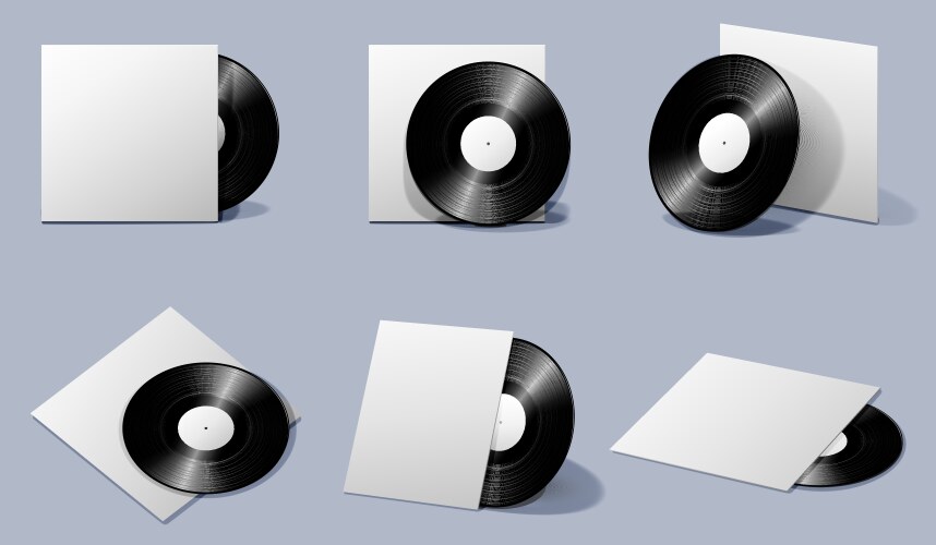 vinyl plate with blank white cover set vector image