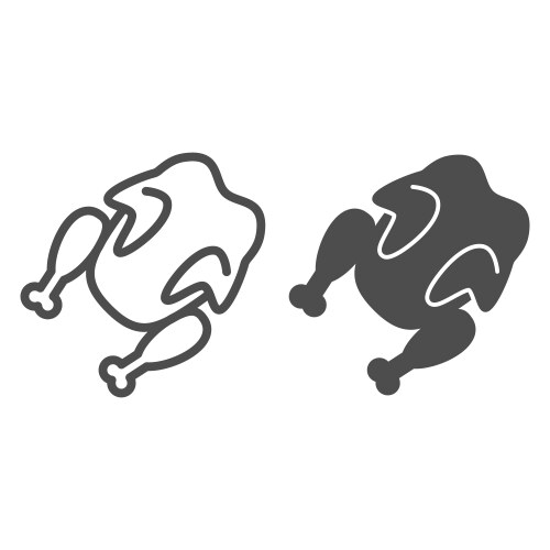 Cooked turkey line and solid icon food concept Vector Image