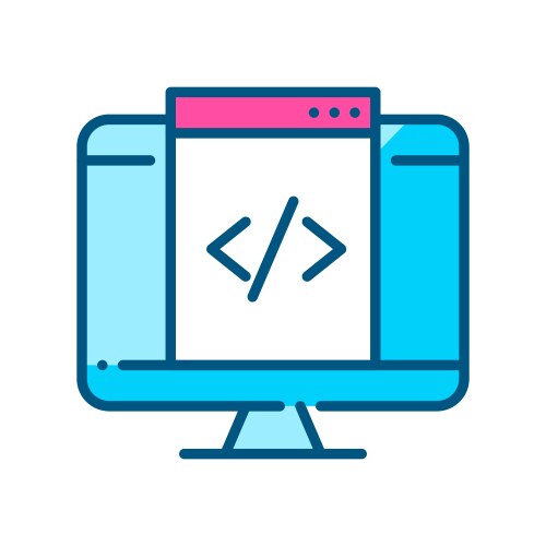 Html web page coding on computer monitor pixel vector image