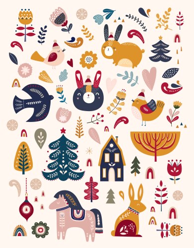 Scandinavian Christmas Card Vector Image
