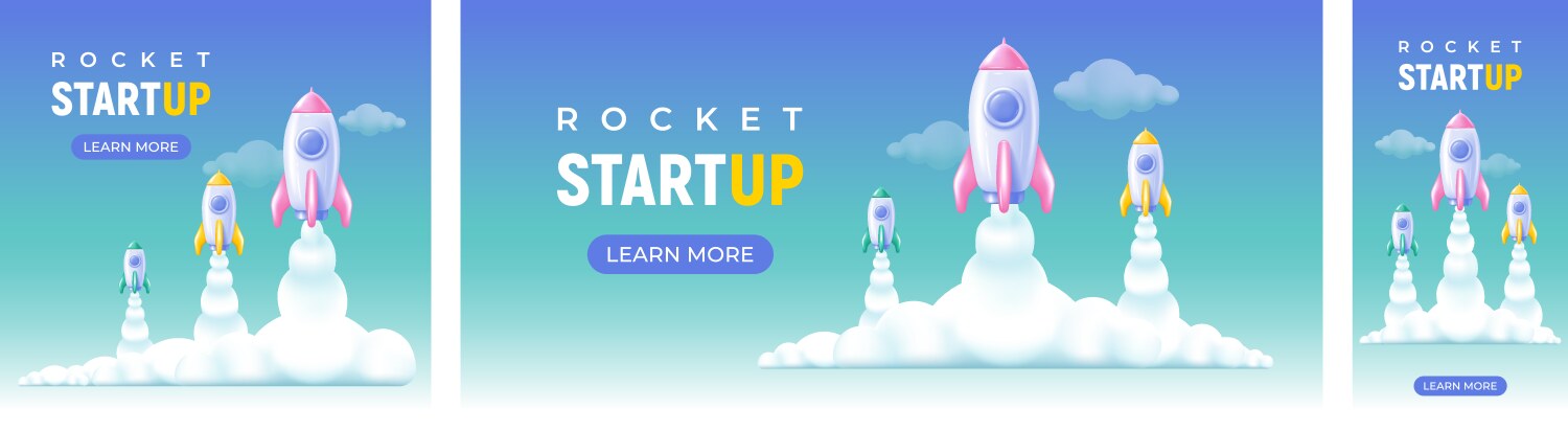 Spaceship rocket launch business start up posters Vector Image