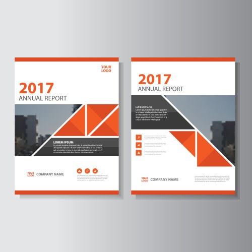 Triangle red annual report leaflet brochure vector image