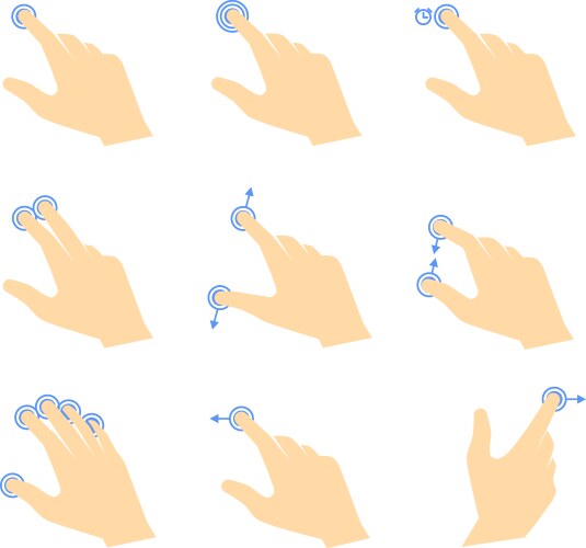 Set hands in different gestures hand signal Vector Image