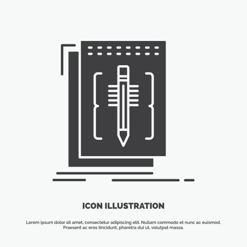 Code edit editor language program icon glyph gray vector image