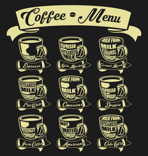 Coffee Menu Set - Retro Style Vector Image