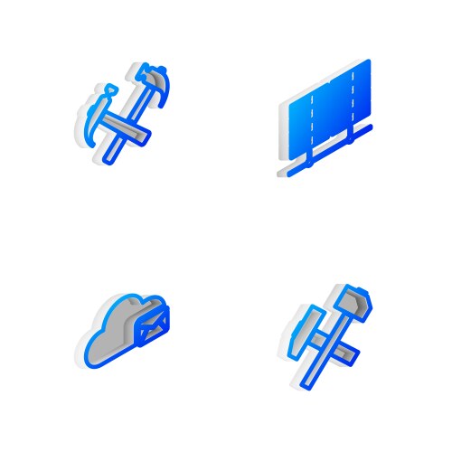 Set isometric line server data web hosting two vector image