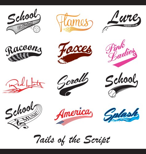 Retro sports swoosh tails set Royalty Free Vector Image