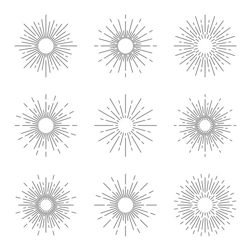 Vintage sun rays retro sunburst set Vector Image