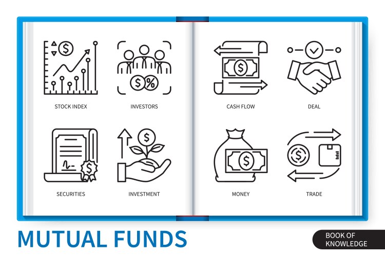 mutual funds infographics linear icons collection vector