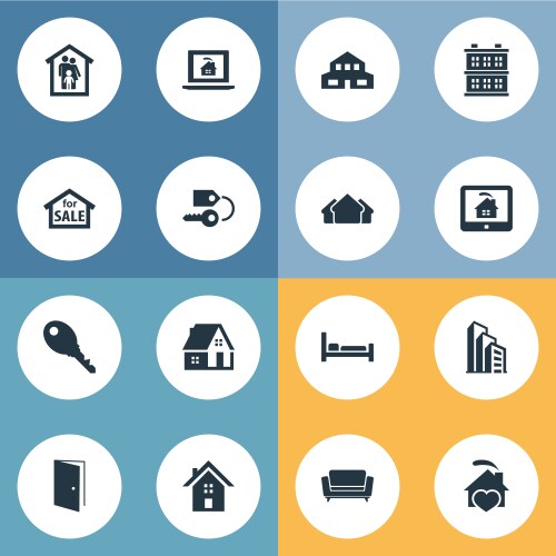 Set of simple property icons elements structure vector image