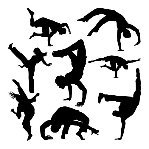 Capoeira Training Silhouettes Vector Image