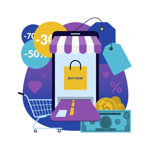 online shopping via smartphone vector image