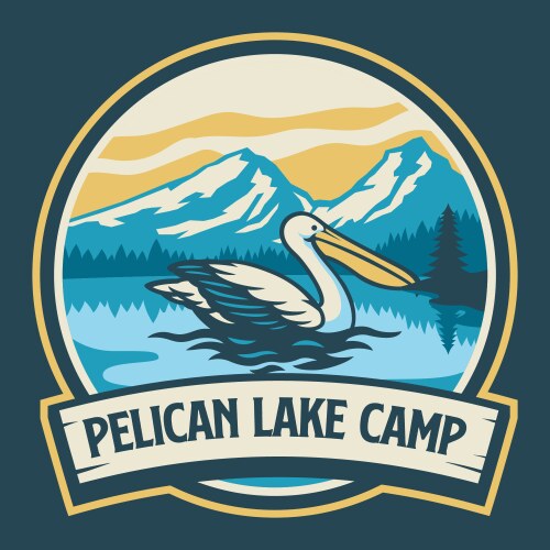 Pelican vintage camping badge logo Vector Image