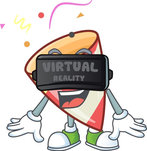 Cool exploding confetti character in virtual Vector Image