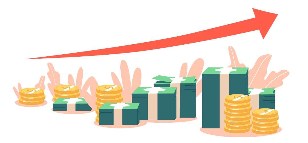 Financial chart with moving up red arrow graph vector image