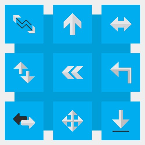 Set of simple arrows icons elements back loading vector image