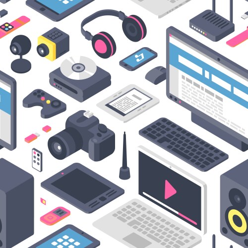 Technology computer seamless pattern web vector image