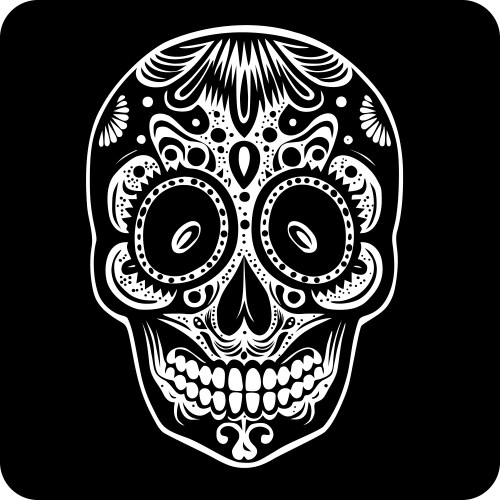 Mexican calavera skull in black and white icon Vector Image
