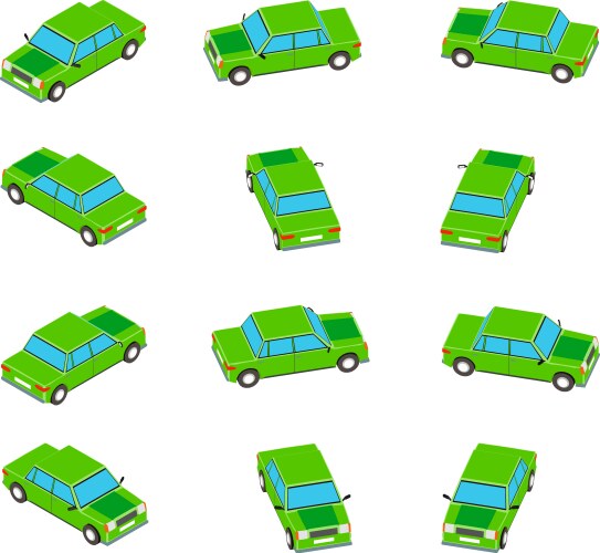 animation of the rotation car in isometric vector image