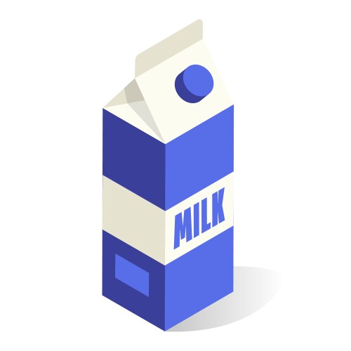 Milk carton box with plastic cap isometric icon vector image